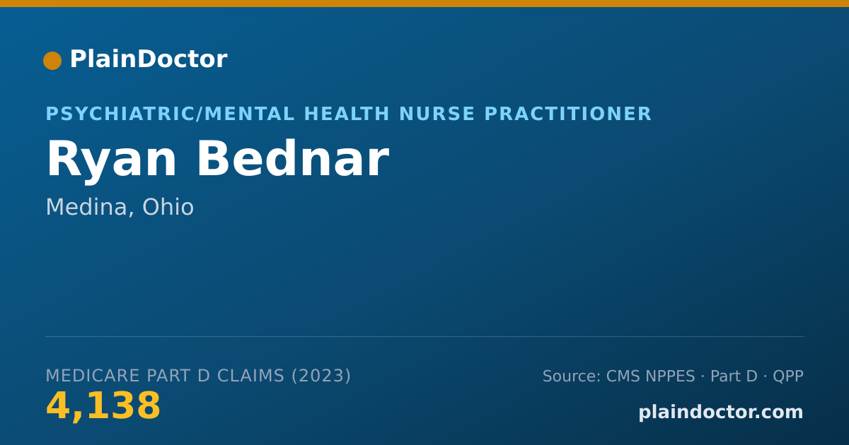 Shareable card for Ryan Bednar - Psychiatric/Mental Health Nurse Practitioner, Medina, OH