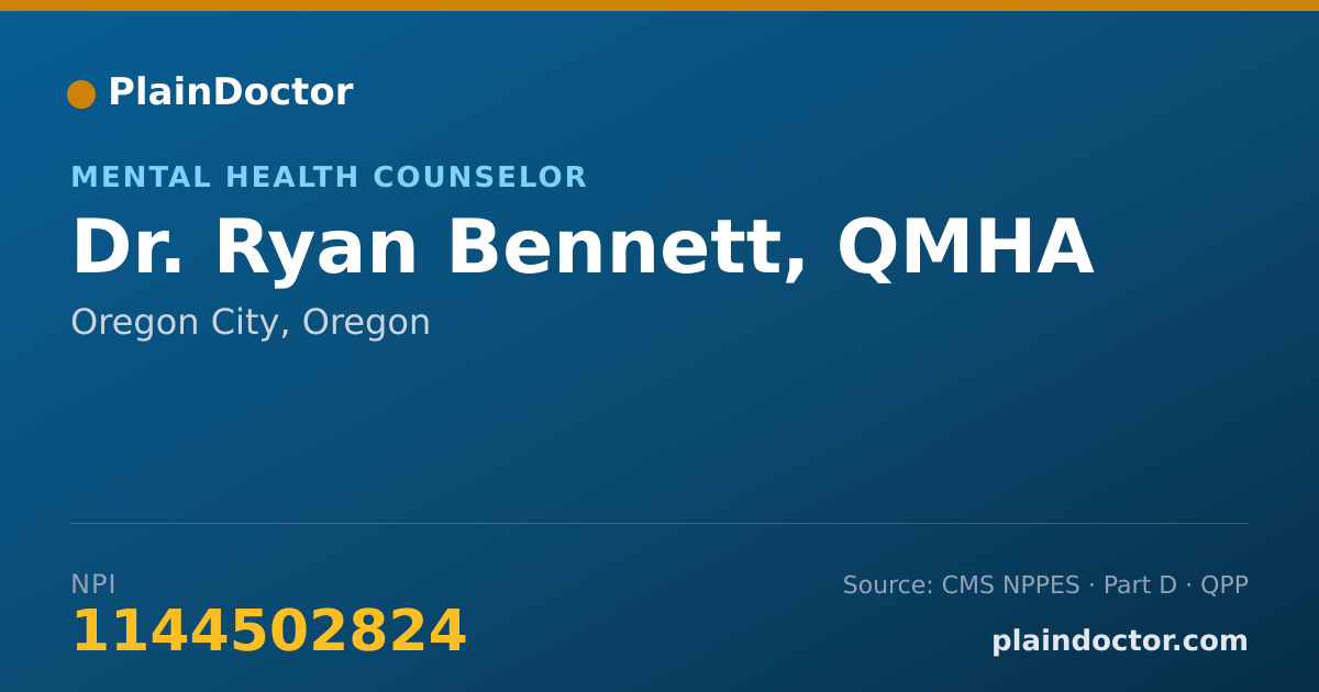 Shareable card for Ryan Bennett, QMHA - Mental Health Counselor, Oregon City, OR