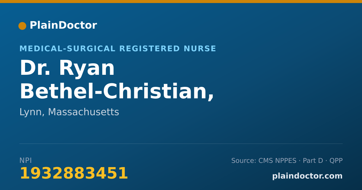 Shareable card for Ryan Bethel-Christian, FNP-BC - Medical-Surgical Registered Nurse, Lynn, MA