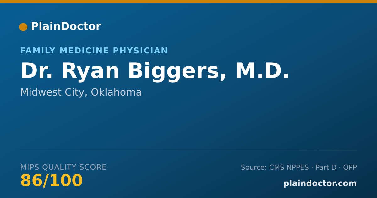 Shareable card for Ryan Biggers, M.D. - Family Medicine Physician, Midwest City, OK