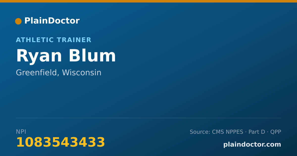 Shareable card for Ryan Blum - Athletic Trainer, Greenfield, WI