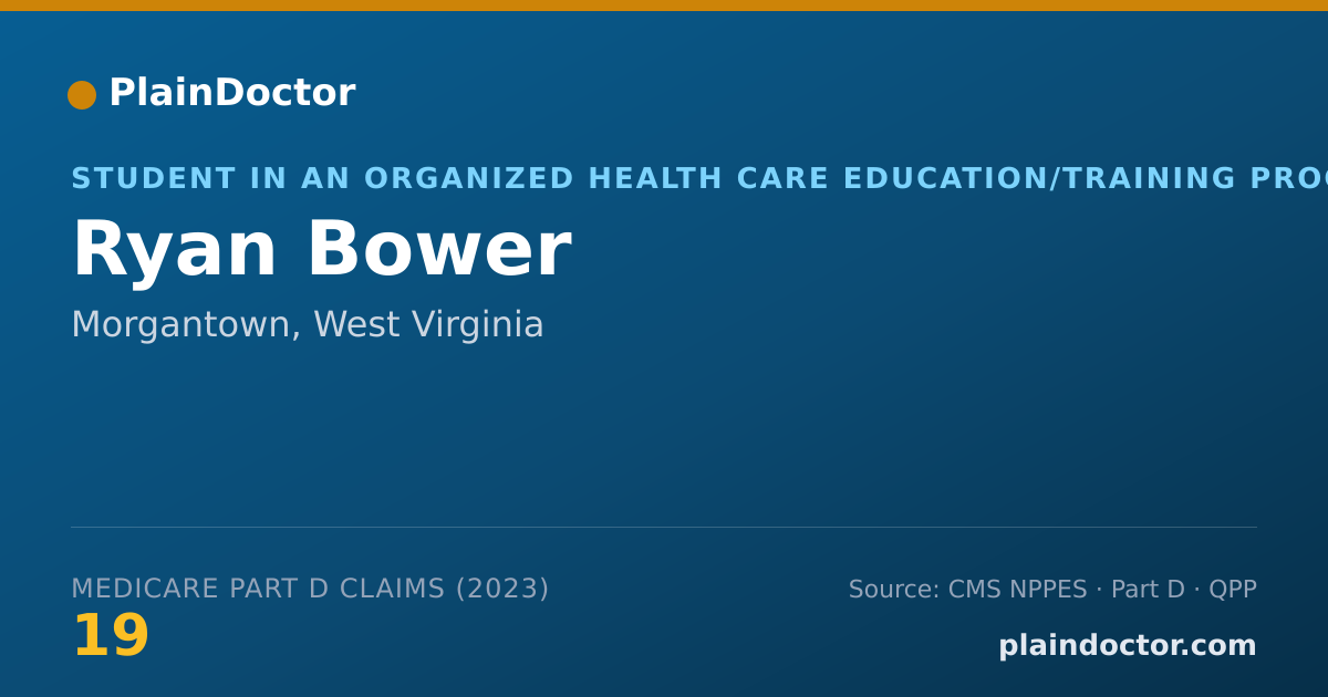Shareable card for Ryan Bower - Student in an Organized Health Care Education/Training Program, Morgantown, WV
