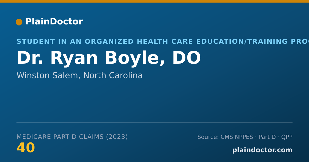 Shareable card for Ryan Boyle, DO - Student in an Organized Health Care Education/Training Program, Winston Salem, NC