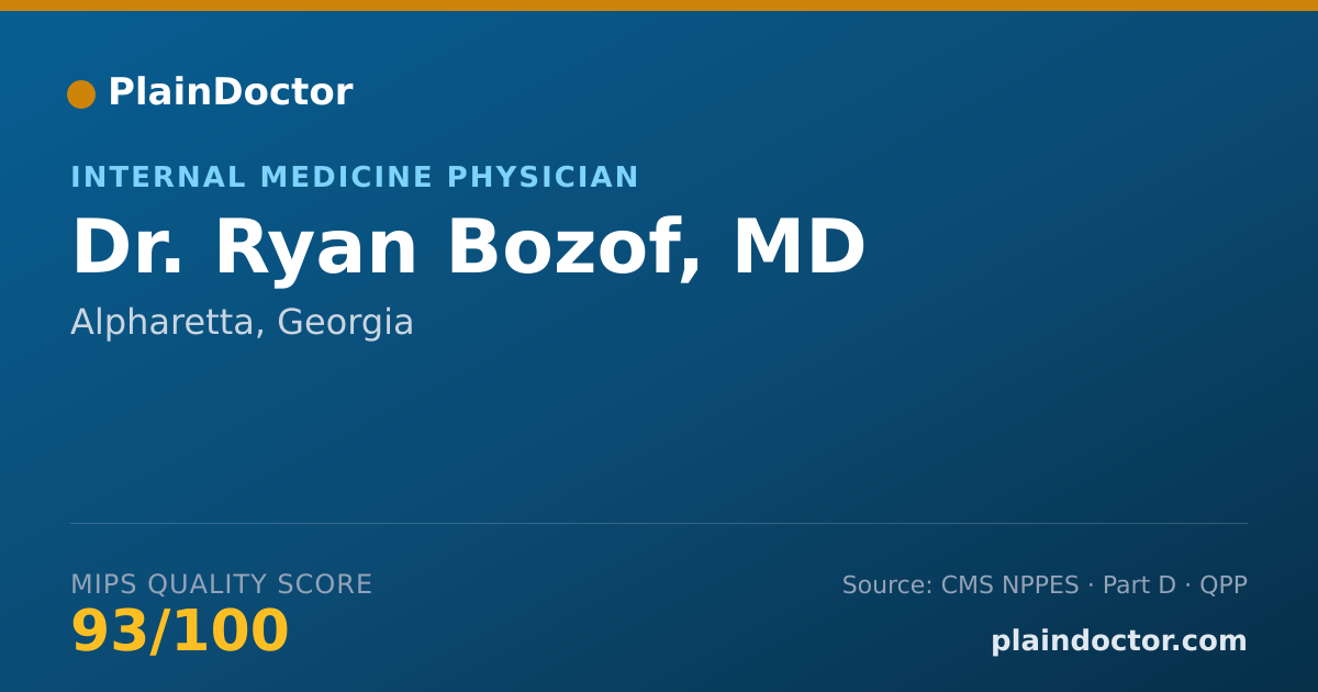 Shareable card for Ryan Bozof, MD - Internal Medicine Physician, Alpharetta, GA