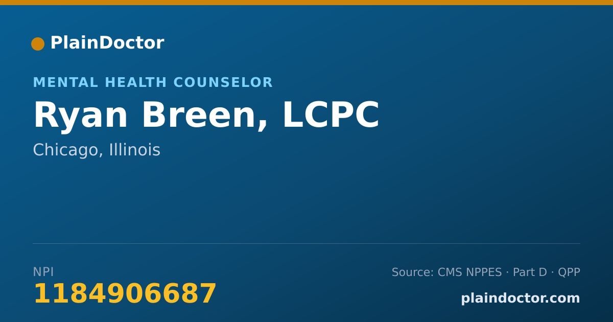 Shareable card for Ryan Breen, LCPC - Mental Health Counselor, Chicago, IL
