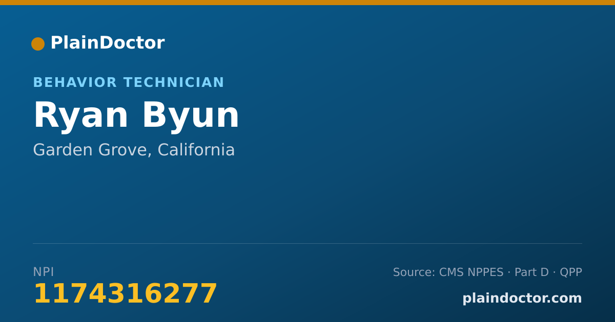 Shareable card for Ryan Byun - Behavior Technician, Garden Grove, CA