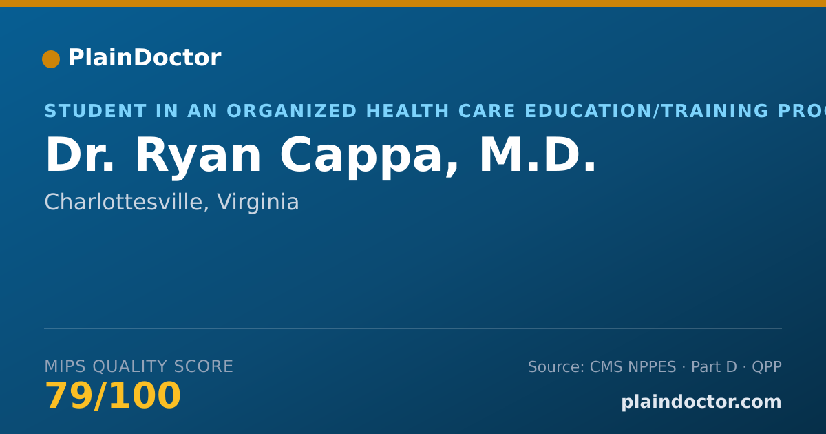 Shareable card for Ryan Cappa, M.D. - Student in an Organized Health Care Education/Training Program, Charlottesville, VA