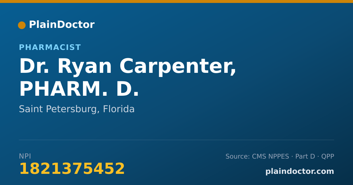 Shareable card for Ryan Carpenter, PHARM. D. - Pharmacist, Saint Petersburg, FL