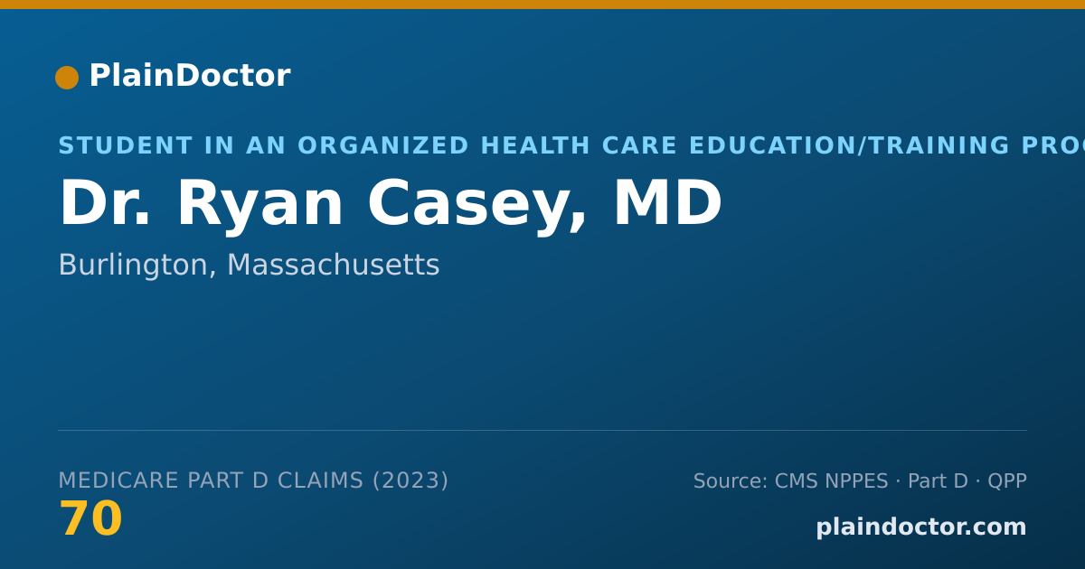 Shareable card for Ryan Casey, MD - Student in an Organized Health Care Education/Training Program, Burlington, MA