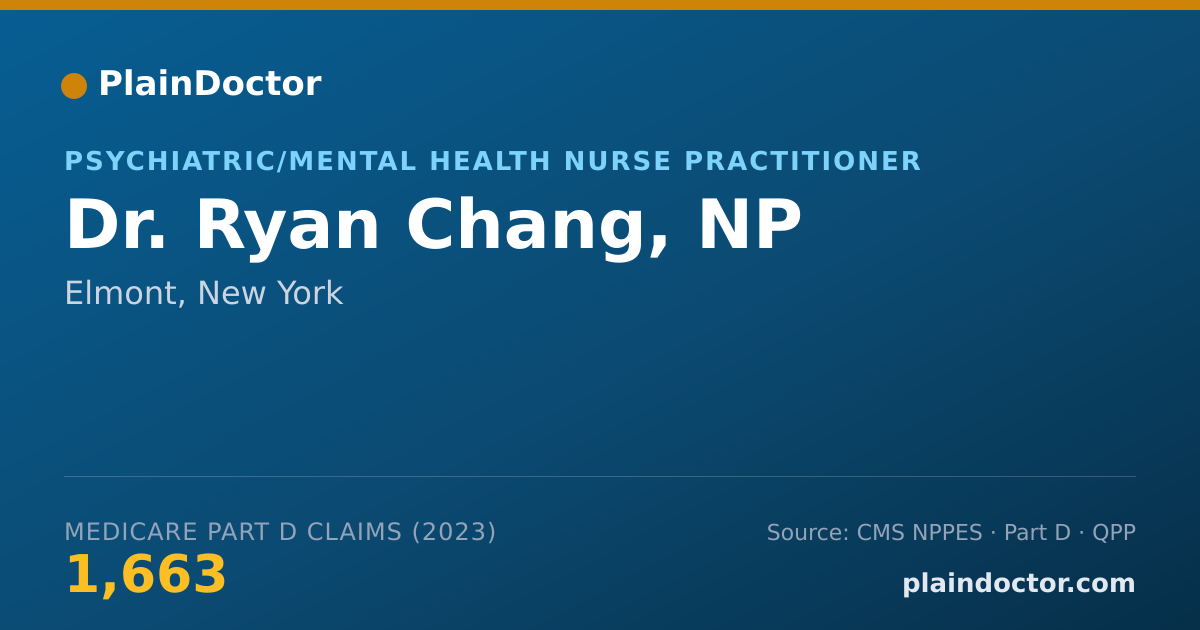 Shareable card for Ryan Chang, NP - Psychiatric/Mental Health Nurse Practitioner, Elmont, NY