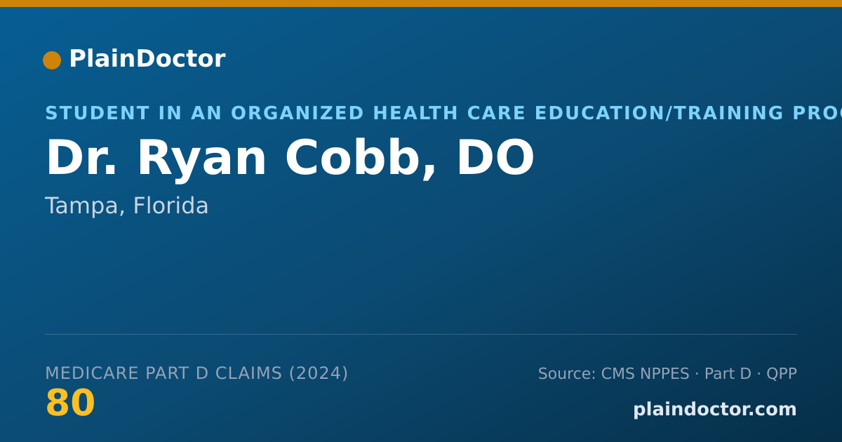 Shareable card for Ryan Cobb, DO - Student in an Organized Health Care Education/Training Program, Tampa, FL