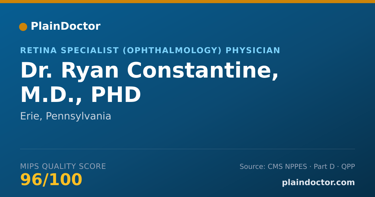 Shareable card for Ryan Constantine, M.D., PHD - Retina Specialist (Ophthalmology) Physician, Erie, PA