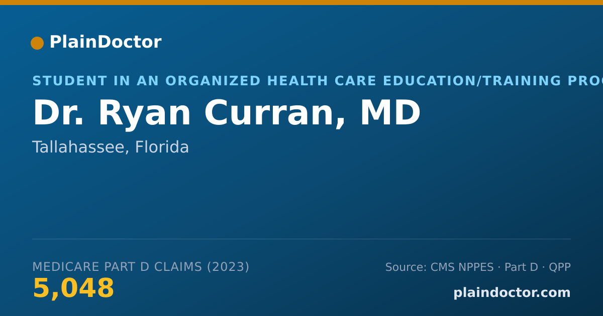 Shareable card for Ryan Curran, MD - Student in an Organized Health Care Education/Training Program, Tallahassee, FL