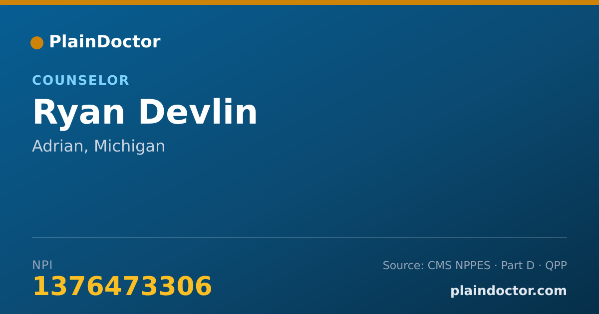 Shareable card for Ryan Devlin - Counselor, Adrian, MI
