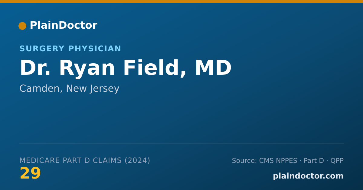 Shareable card for Ryan Field, MD - Surgery Physician, Camden, NJ