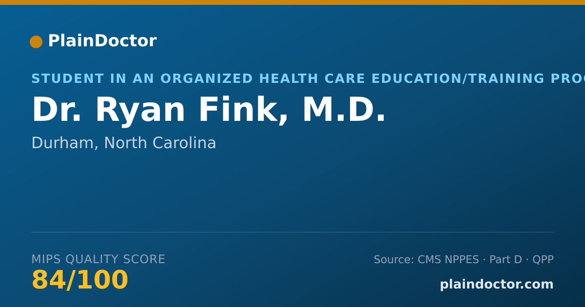 Shareable card for Ryan Fink, M.D. - Student in an Organized Health Care Education/Training Program, Durham, NC