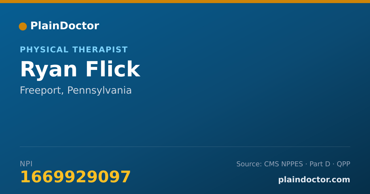 Shareable card for Ryan Flick - Physical Therapist, Freeport, PA