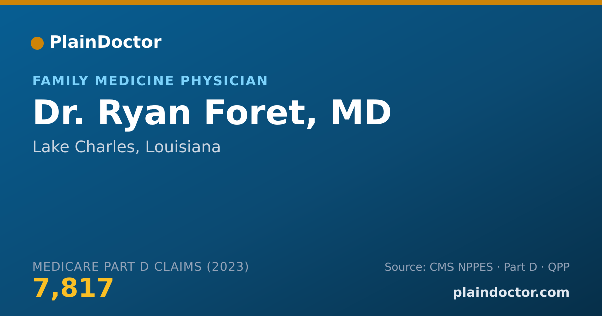 Shareable card for Ryan Foret, MD - Family Medicine Physician, Lake Charles, LA