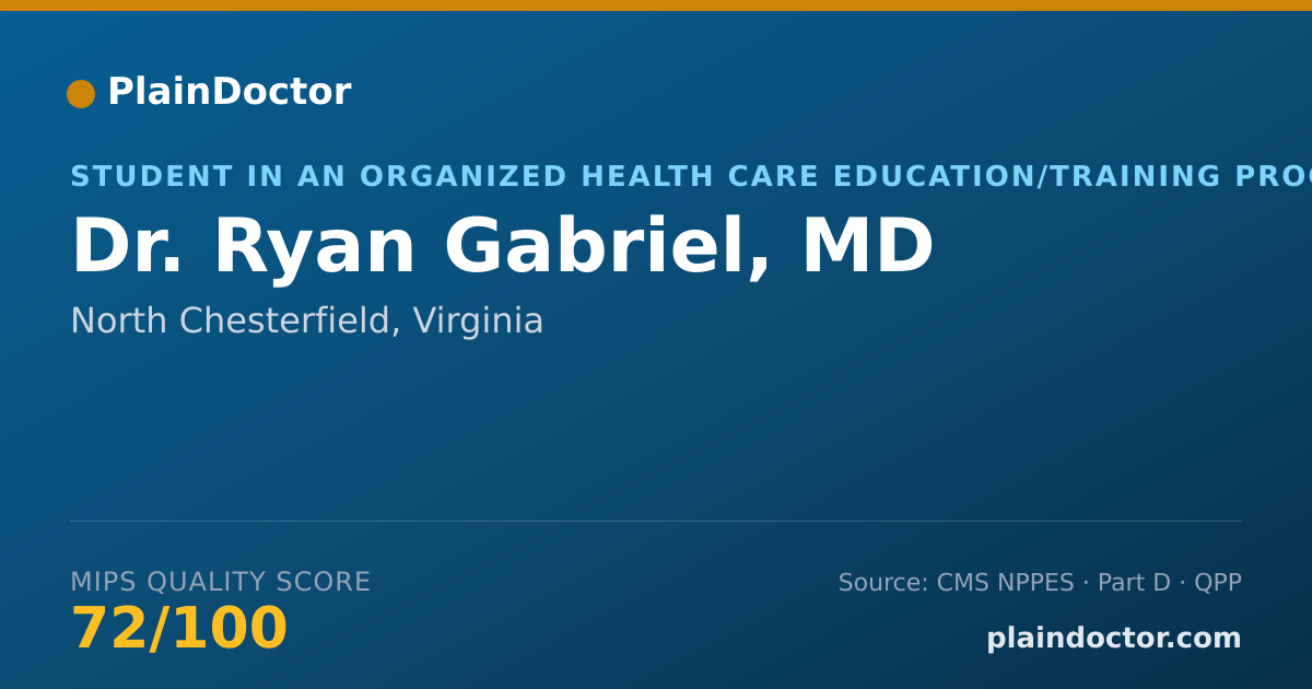 Shareable card for Ryan Gabriel, MD - Student in an Organized Health Care Education/Training Program, North Chesterfield, VA