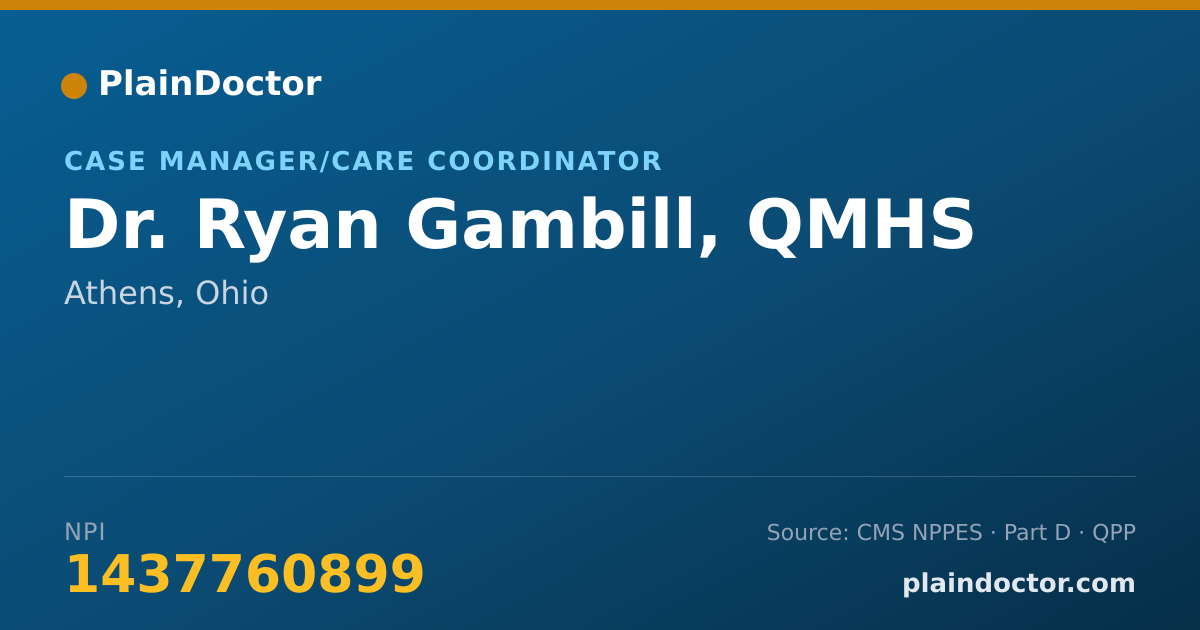 Shareable card for Ryan Gambill, QMHS - Case Manager/Care Coordinator, Athens, OH