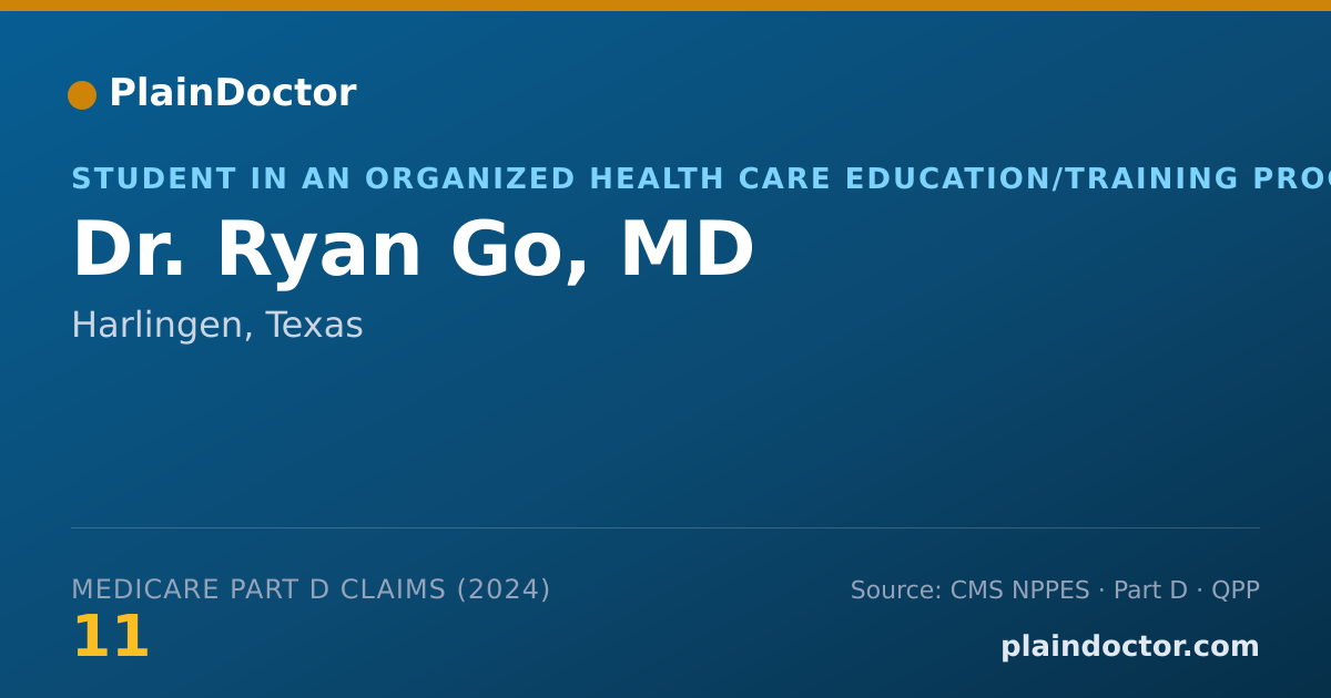 Shareable card for Ryan Go, MD - Student in an Organized Health Care Education/Training Program, Harlingen, TX
