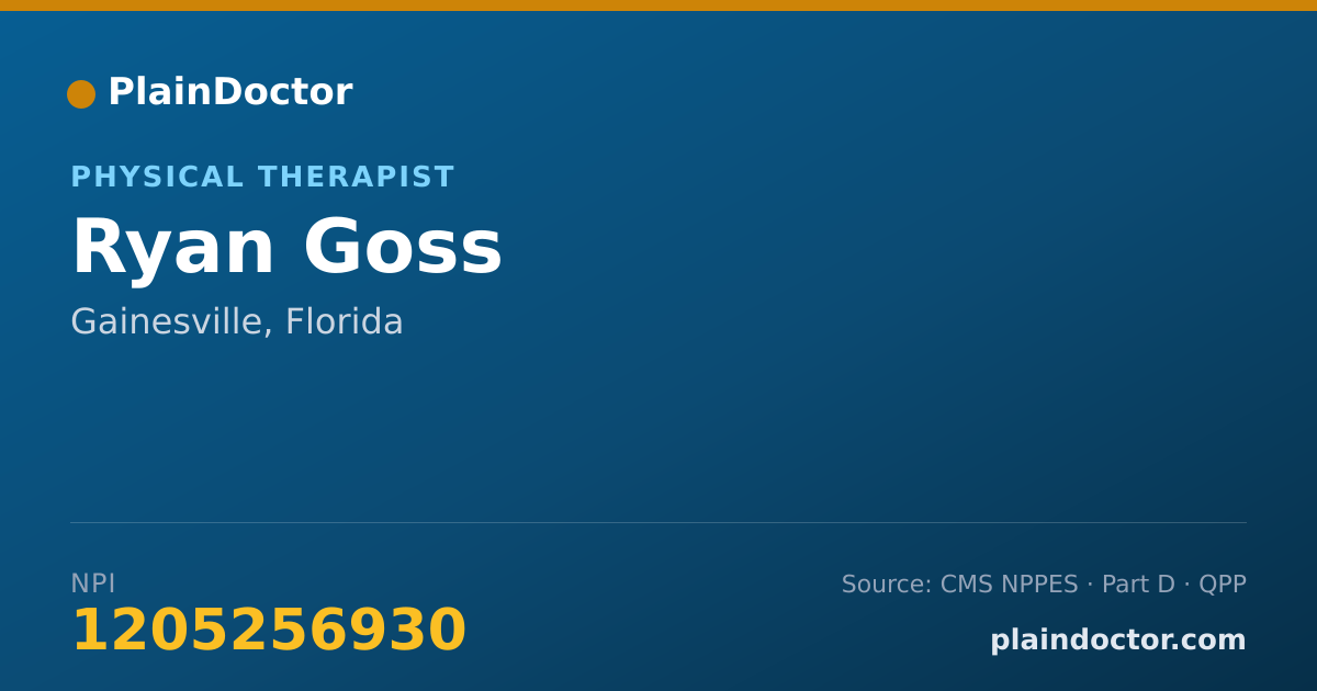 Shareable card for Ryan Goss - Physical Therapist, Gainesville, FL