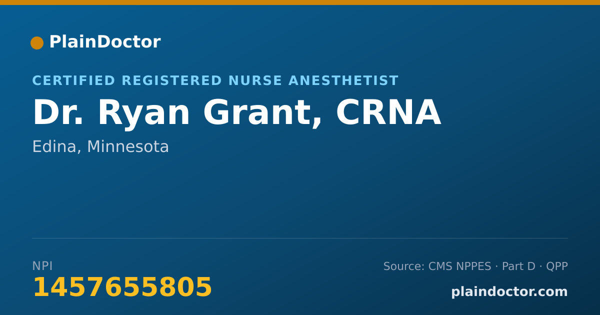 Shareable card for Ryan Grant, CRNA - Certified Registered Nurse Anesthetist, Edina, MN