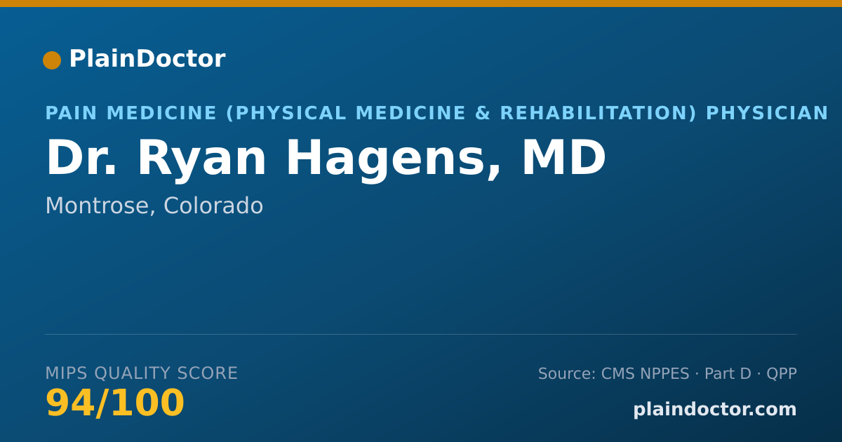 Shareable card for Ryan Hagens, MD - Pain Medicine (Physical Medicine & Rehabilitation) Physician, Montrose, CO