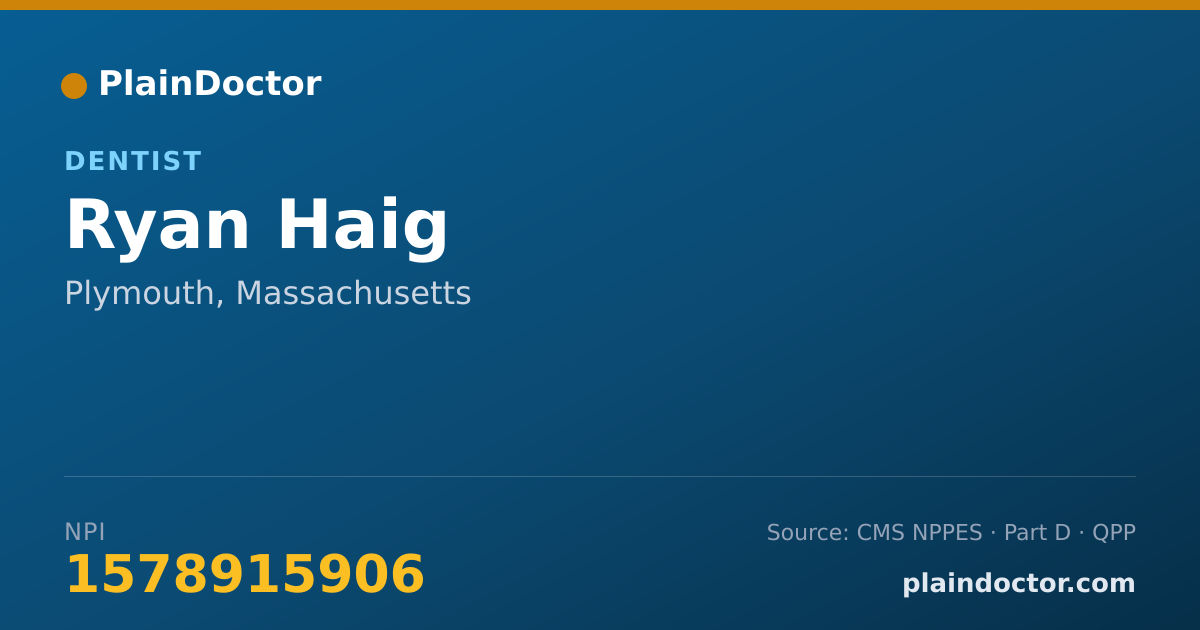 Shareable card for Ryan Haig - Dentist, Plymouth, MA