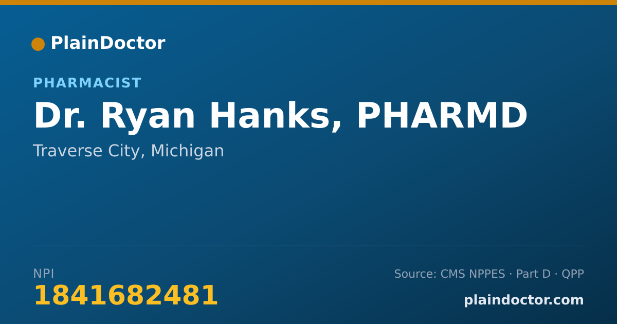 Shareable card for Ryan Hanks, PHARMD - Pharmacist, Traverse City, MI
