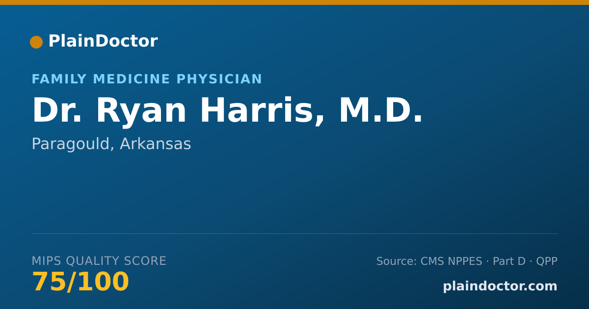 Shareable card for Ryan Harris, M.D. - Family Medicine Physician, Paragould, AR