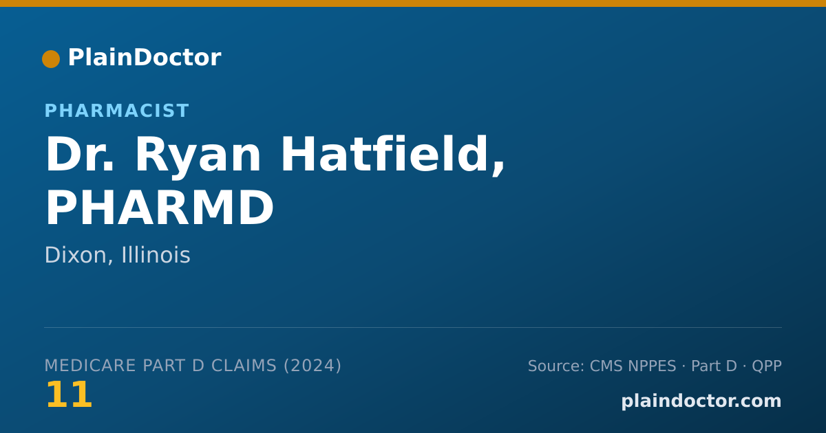Shareable card for Ryan Hatfield, PHARMD - Pharmacist, Dixon, IL