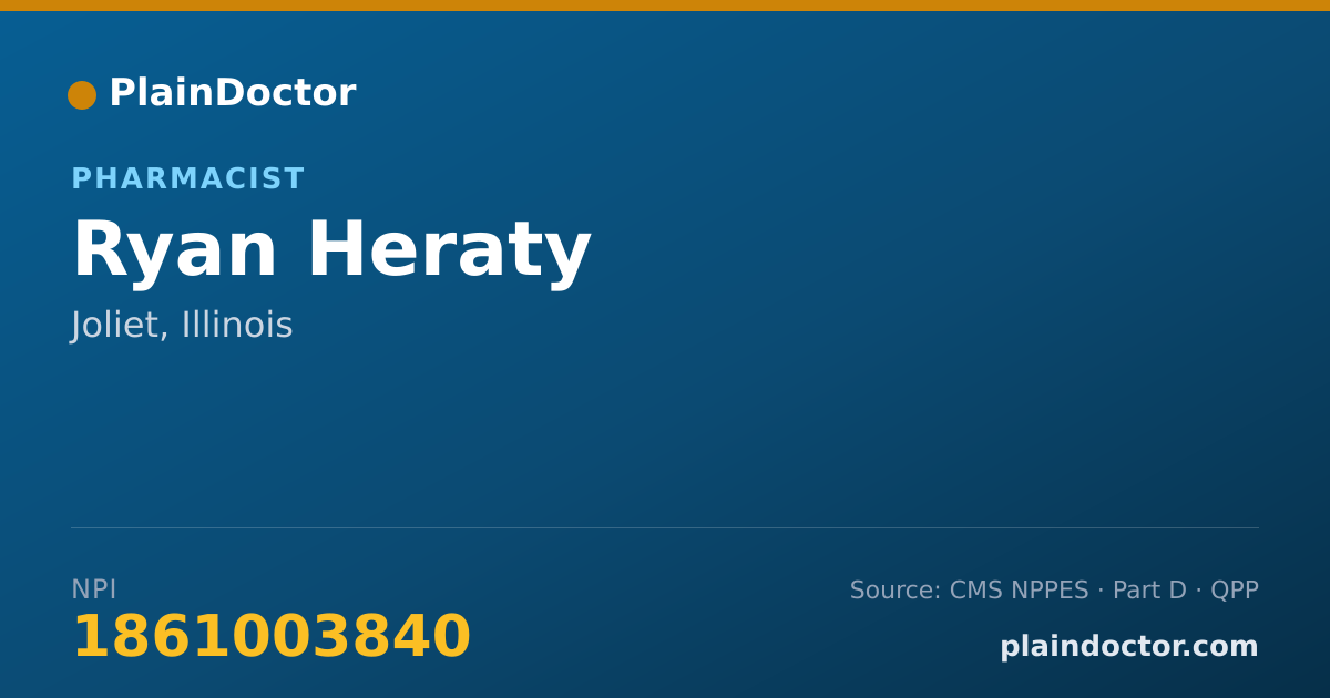 Shareable card for Ryan Heraty - Pharmacist, Joliet, IL