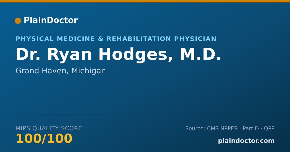 Shareable card for Ryan Hodges, M.D. - Physical Medicine & Rehabilitation Physician, Grand Haven, MI