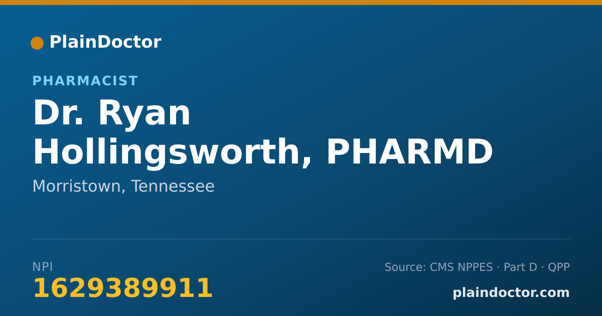 Shareable card for Ryan Hollingsworth, PHARMD - Pharmacist, Morristown, TN