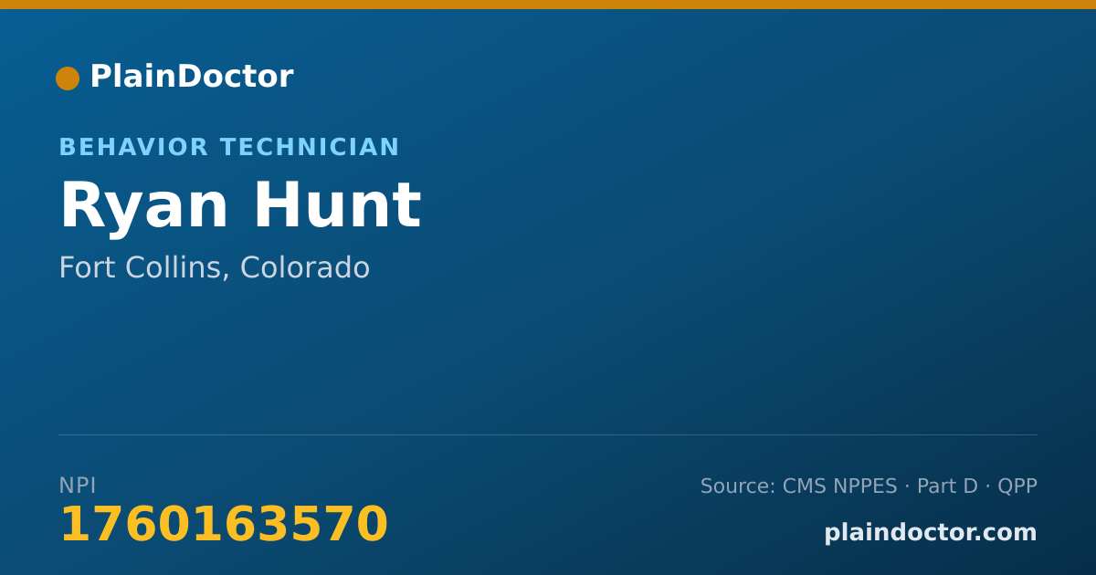 Shareable card for Ryan Hunt - Behavior Technician, Fort Collins, CO