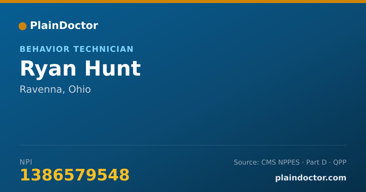 Shareable card for Ryan Hunt - Behavior Technician, Ravenna, OH