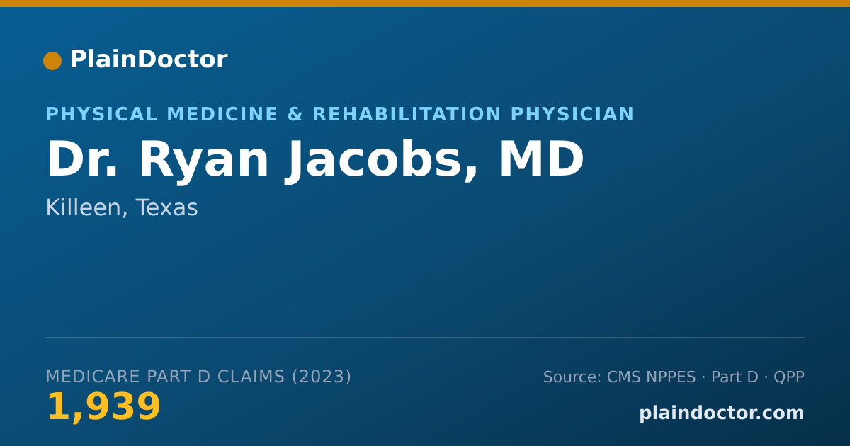 Shareable card for Ryan Jacobs, MD - Physical Medicine & Rehabilitation Physician, Killeen, TX