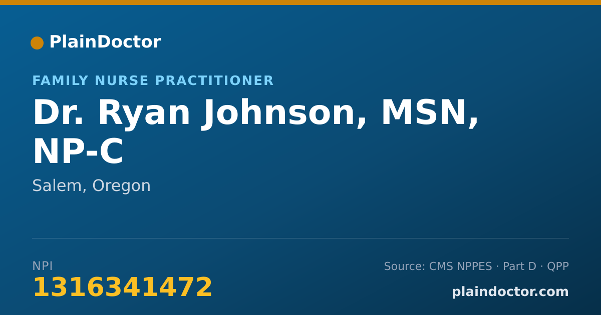 Shareable card for Ryan Johnson, MSN, NP-C - Family Nurse Practitioner, Salem, OR