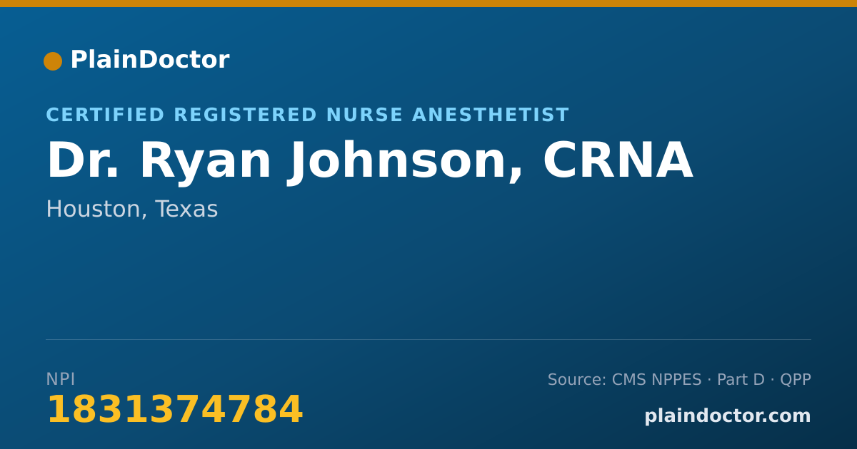 Shareable card for Ryan Johnson, CRNA - Certified Registered Nurse Anesthetist, Houston, TX
