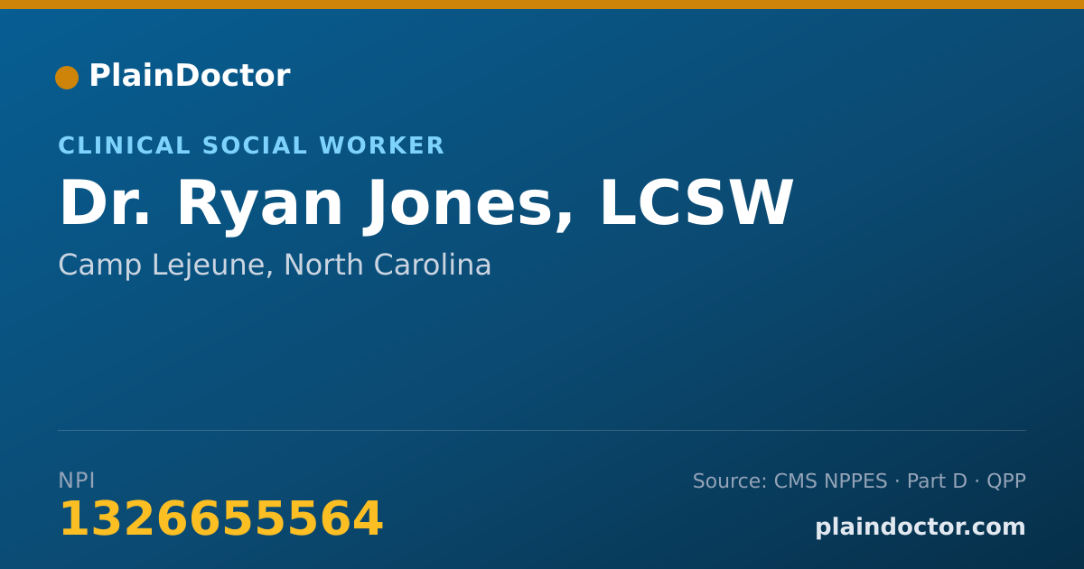 Shareable card for Ryan Jones, LCSW - Clinical Social Worker, Camp Lejeune, NC