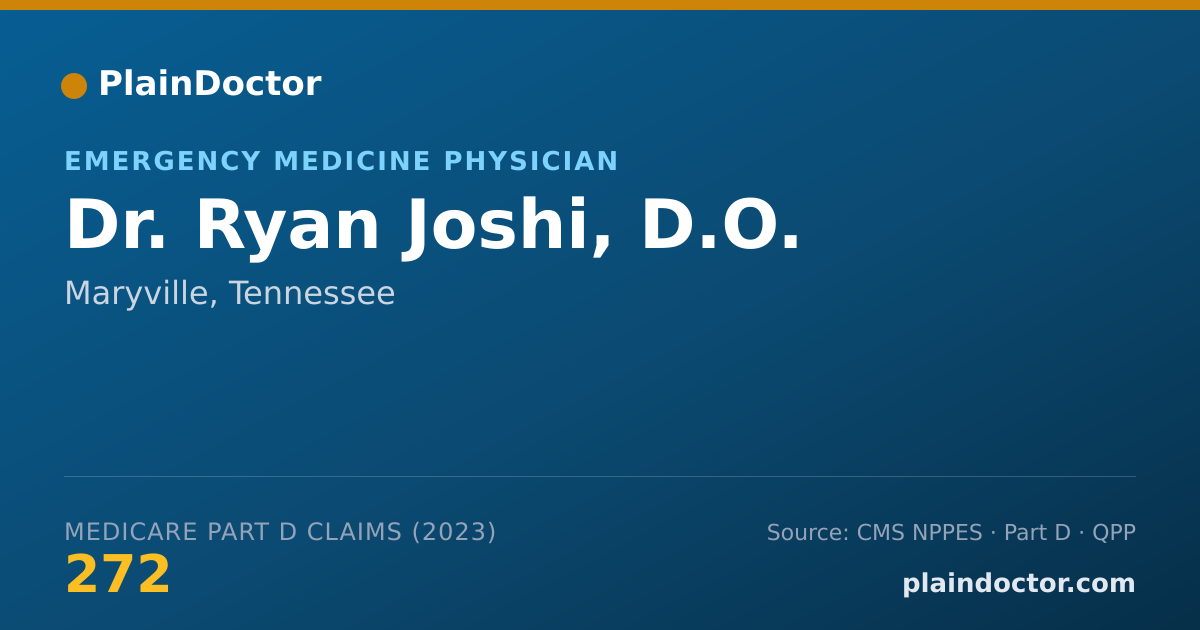 Shareable card for Ryan Joshi, D.O. - Emergency Medicine Physician, Maryville, TN