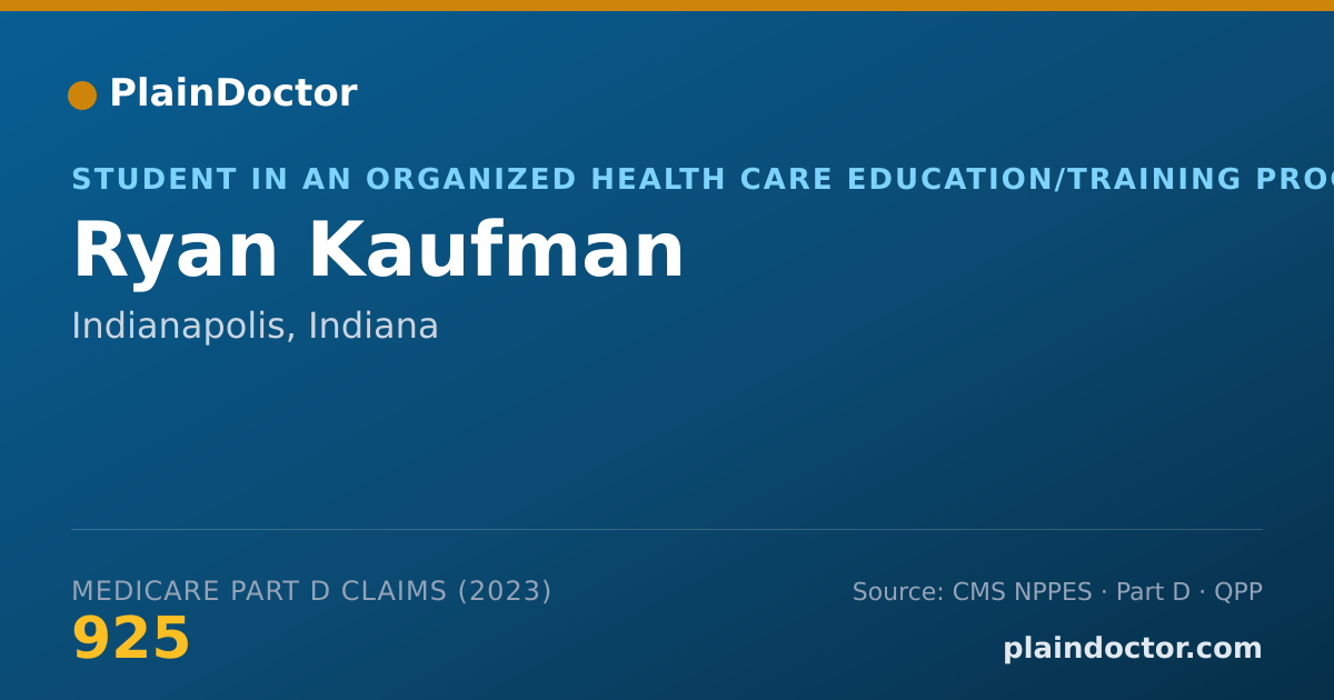 Shareable card for Ryan Kaufman - Student in an Organized Health Care Education/Training Program, Indianapolis, IN