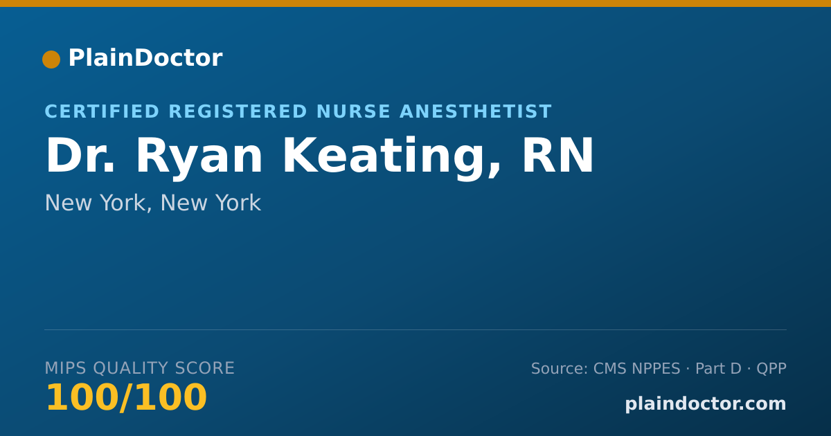 Shareable card for Ryan Keating, RN - Certified Registered Nurse Anesthetist, New York, NY