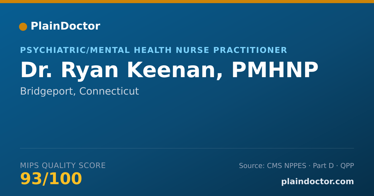 Shareable card for Ryan Keenan, PMHNP - Psychiatric/Mental Health Nurse Practitioner, Bridgeport, CT
