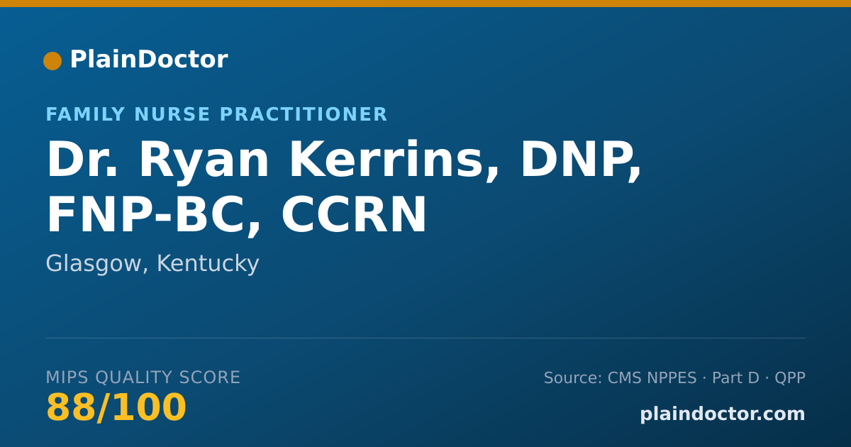 Shareable card for Ryan Kerrins, DNP, FNP-BC, CCRN - Family Nurse Practitioner, Glasgow, KY