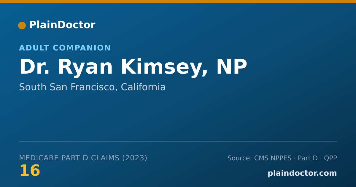 Shareable card for Ryan Kimsey, NP - Adult Companion, South San Francisco, CA