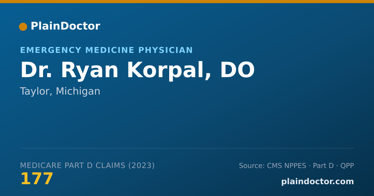 Shareable card for Ryan Korpal, DO - Emergency Medicine Physician, Taylor, MI