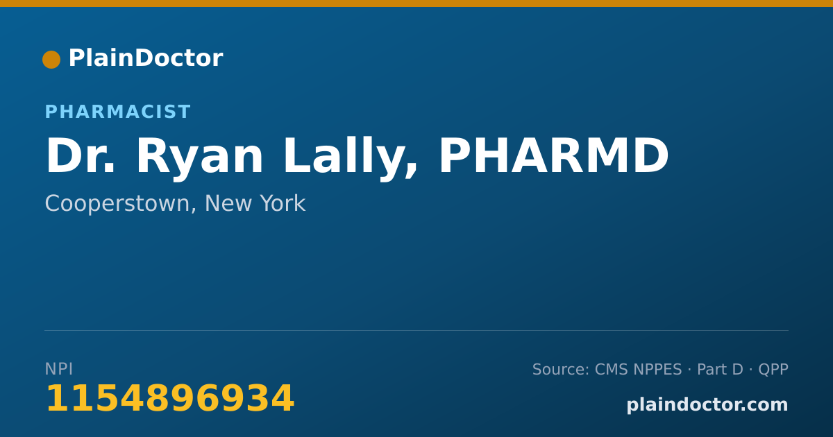 Shareable card for Ryan Lally, PHARMD - Pharmacist, Cooperstown, NY