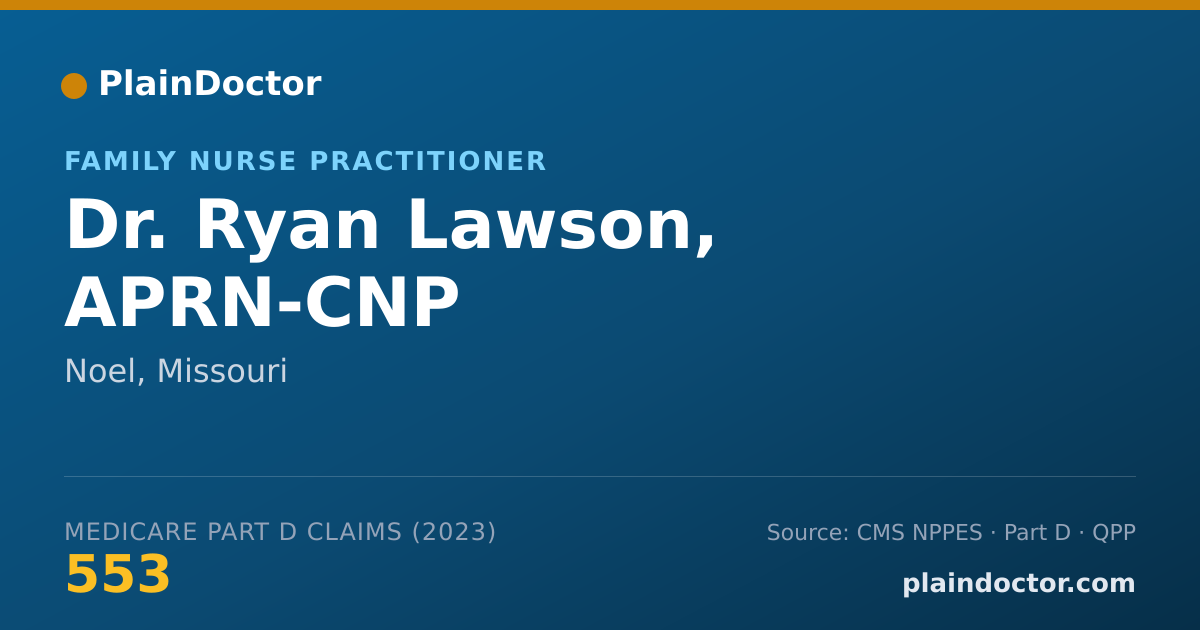 Shareable card for Ryan Lawson, APRN-CNP - Family Nurse Practitioner, Noel, MO